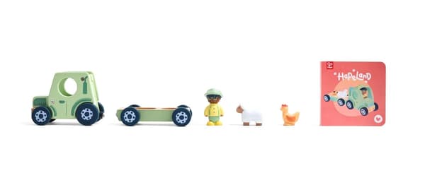 Hape Hapeland Traktor med lyd, figurer og pegebog