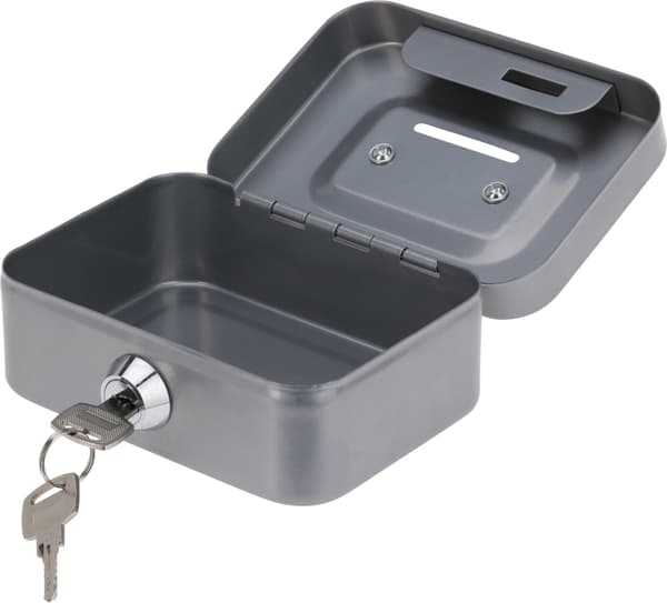 Kasse i metal, 11,5 cm, grå