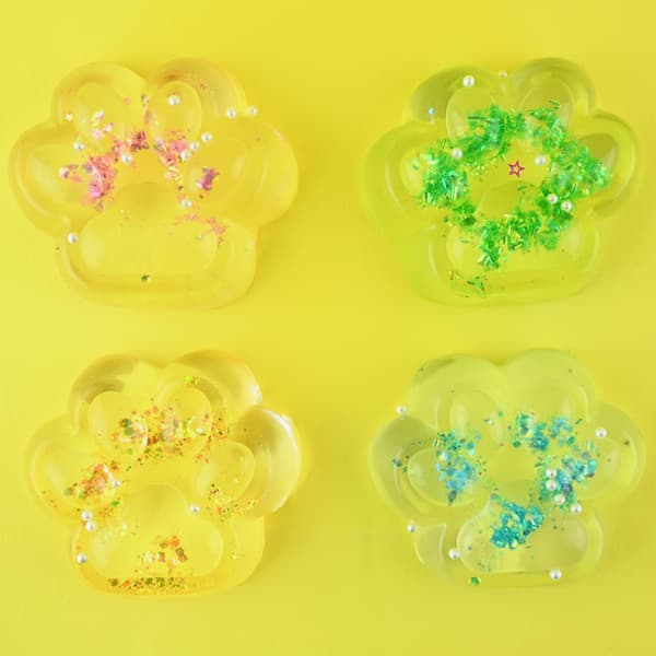 Squishy Cat Paw Jelly Glitter Orange