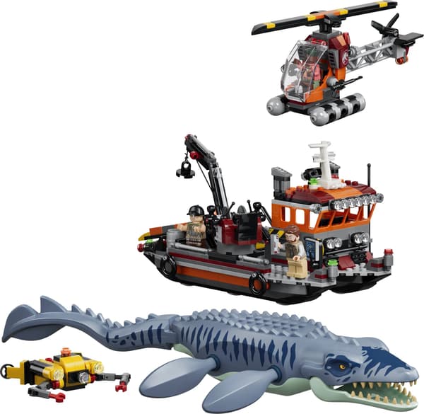LEGO® Jurassic World Dinosaurieattack med båt och mosasaurus 77983
