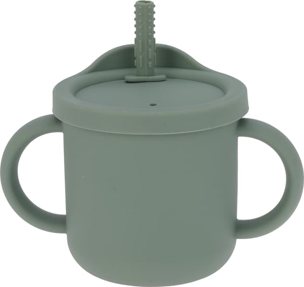 Silikonmugg med sugrör Barnmugg Grön