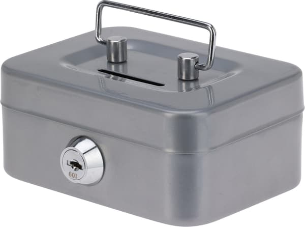Kasse i metal, 11,5 cm, grå