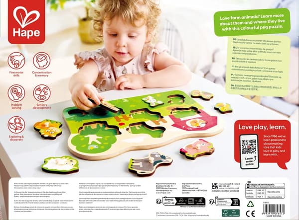 Hape Gårddyr Knappuslespil 9 Brikker