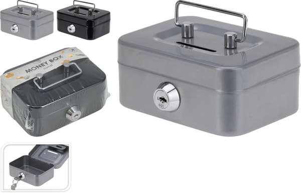 Kasse i metal, 11,5 cm, grå
