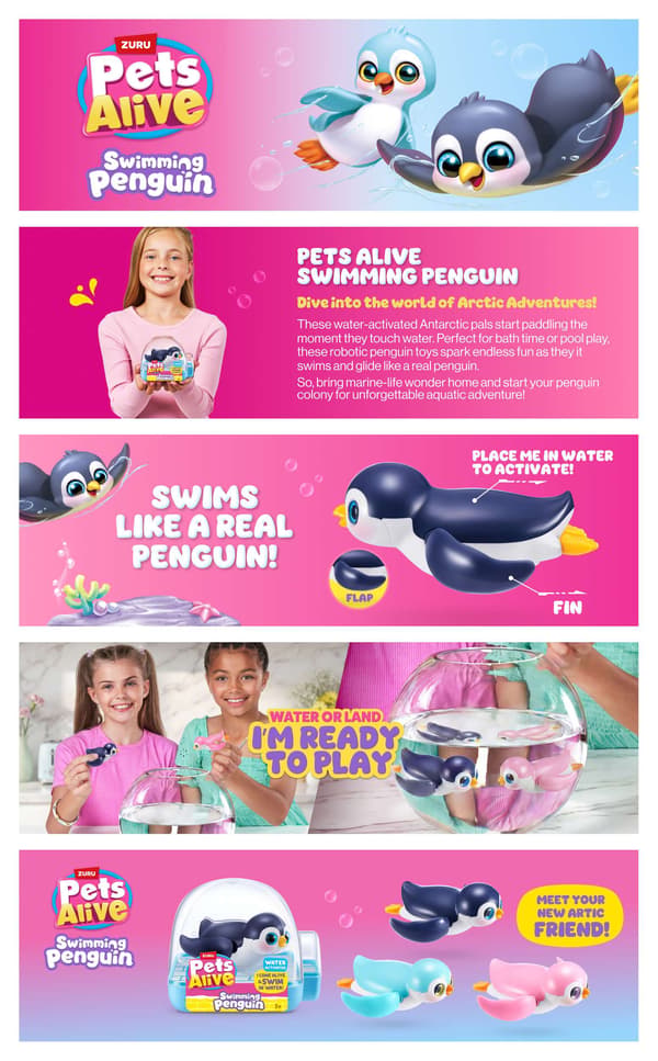 Zuru Pets Alive Swimming Penguin Sort