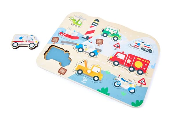Hape Udrykningskøretøjer Knappuslespil 9 Brikker