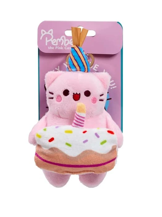 Pembe Avaimenperä Plush 12cm Happy Birthday