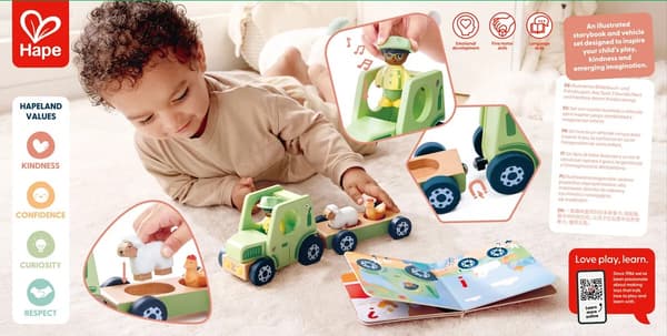 Hape Hapeland Traktor med lyd, figurer og pegebog