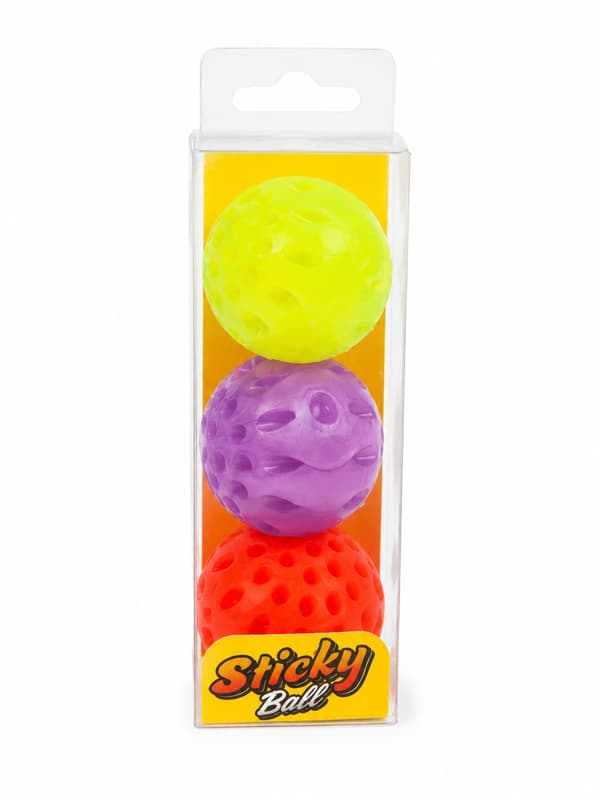 Squeeze Sticky Ball 3-pak Gul/Lilla/Orange