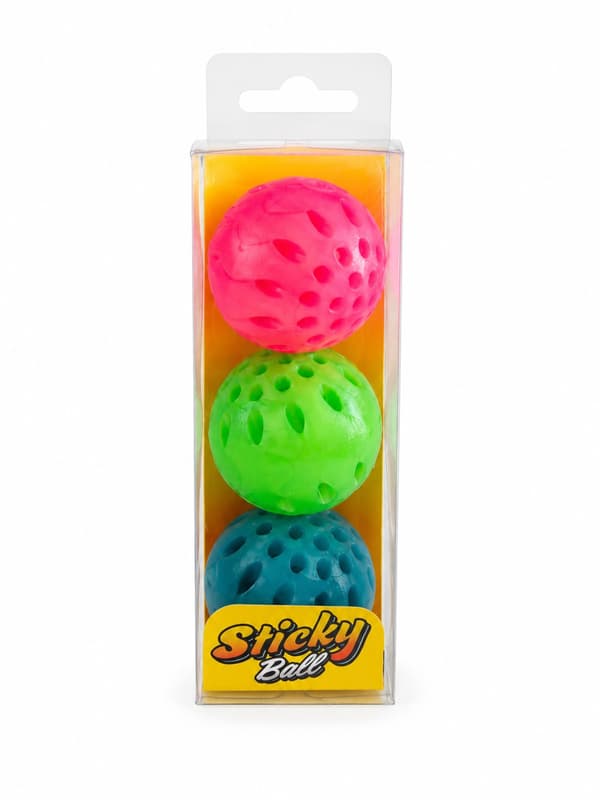 Squeeze Sticky Ball 3-pakkaus Pinkki/Vihreä/Sininen