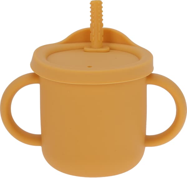 Silikonmugg med sugrör Barnmugg Gul