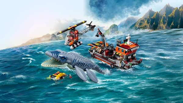 LEGO® Jurassic World Dinosaurieattack med båt och mosasaurus 77983