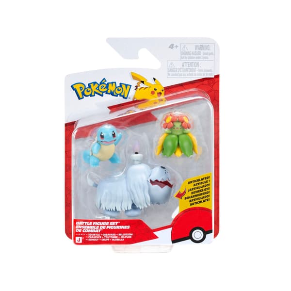 Pokemon Battle Figure Set 3-pack Squirtle + Greavard + Bellossom