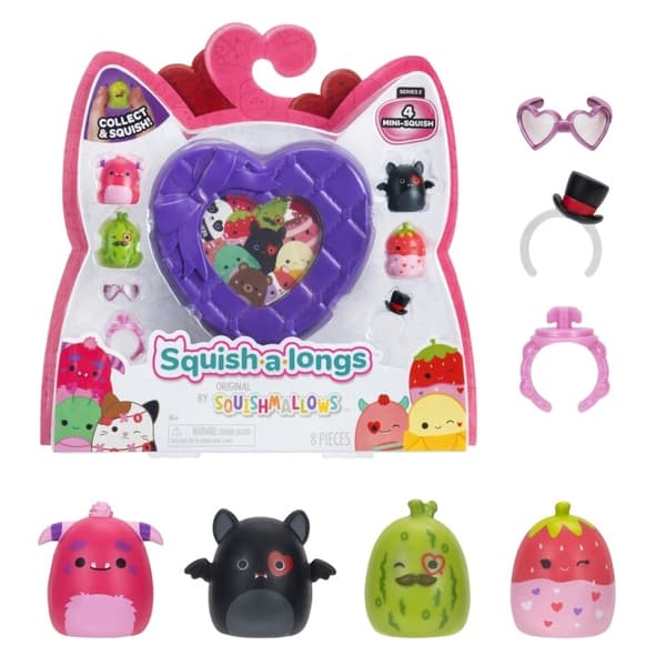 Squish-a-longs 4-p med Hjärtask Lila