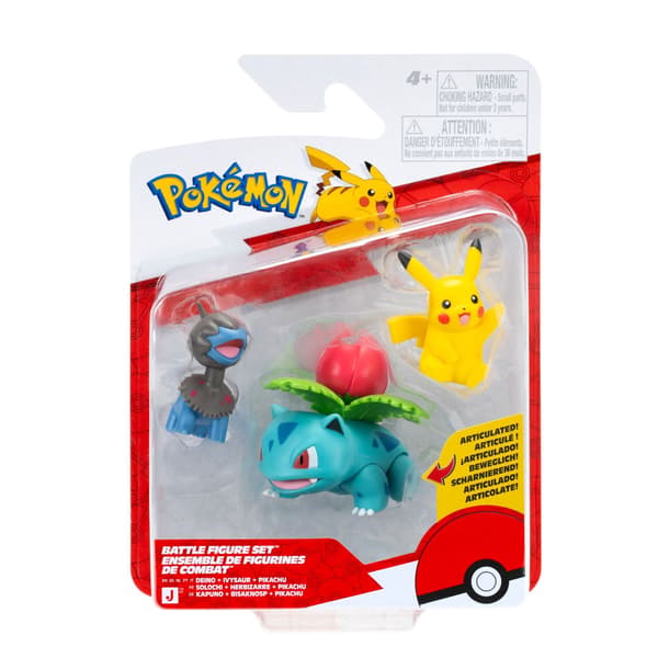 Pokemon Battle Figure Set Deino + Ivysaur + Pikachu