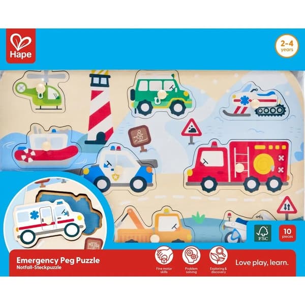 Hape Utryckningsfordon Knoppussel 9 bitar