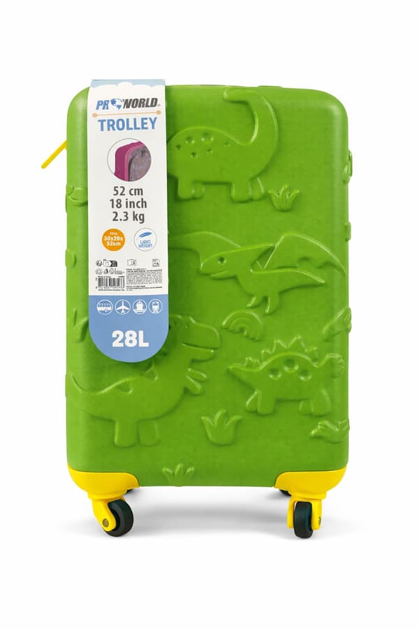 Resväska Barn 28l Grön Dino