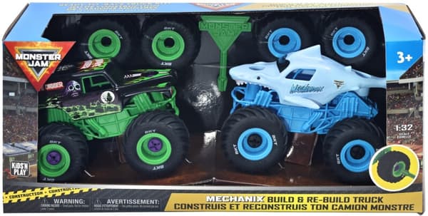 Monster Jam Mechanix 2-pack Megalodon/Grave Digger 1:32