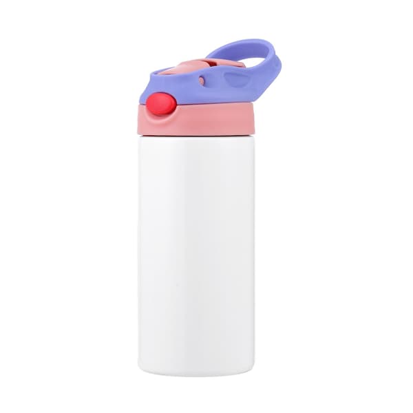Sublimeringsvattenflaskor för barn - 12-pack 355 ml - Rostfritt stål - Lock och sugrör - Dubbelvägg - Tomma för eget tryck