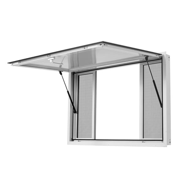 Serveringslem - Salgsvindue til madvogn - Aluminium - 114,3 x 76,2 cm - 4 skydevinduer med net - Åbning op til 85° - Regntæt