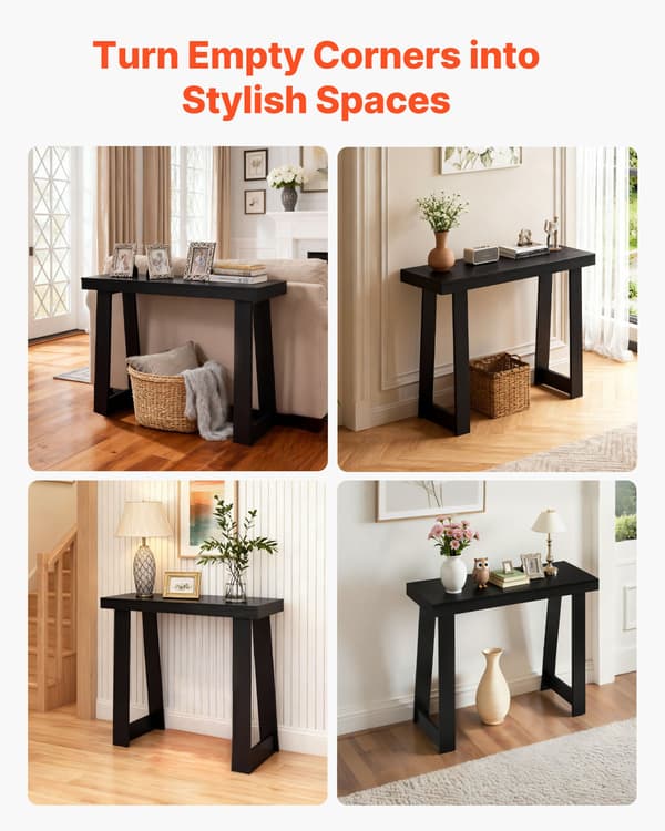 Konsolbord - Entrébord - Smalt design - Længde 91,5 cm - Træ - Nem montering - Sort