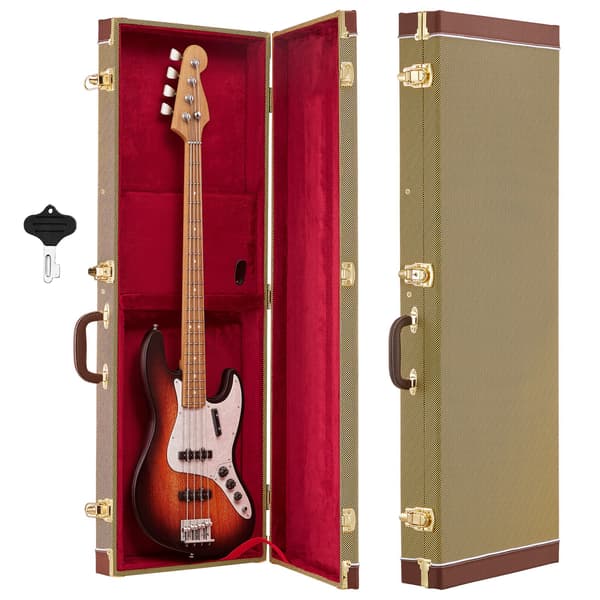 Elgitarrfodral - Hardcase Rektangulär Gitarrkoffert - Hårtskal Med Lås - Invändig Stoppning - Fack För Tillbehör - För 99 cm Tele/ST Elgitarr - Gul