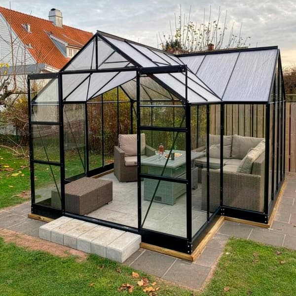 Lykke Växthus T-format Svart 12.8 m2