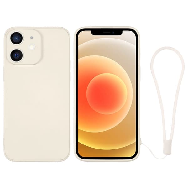 Skal iPhone 12 Silikon med handledsrem (Vit)