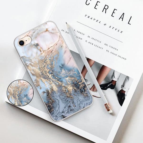 Skal iPhone SE2022 / iPhone SE2020 / iPhone 8 / iPhone 7 / iPhone 6S / iPhone 6 - TPU Marmorlack Guld