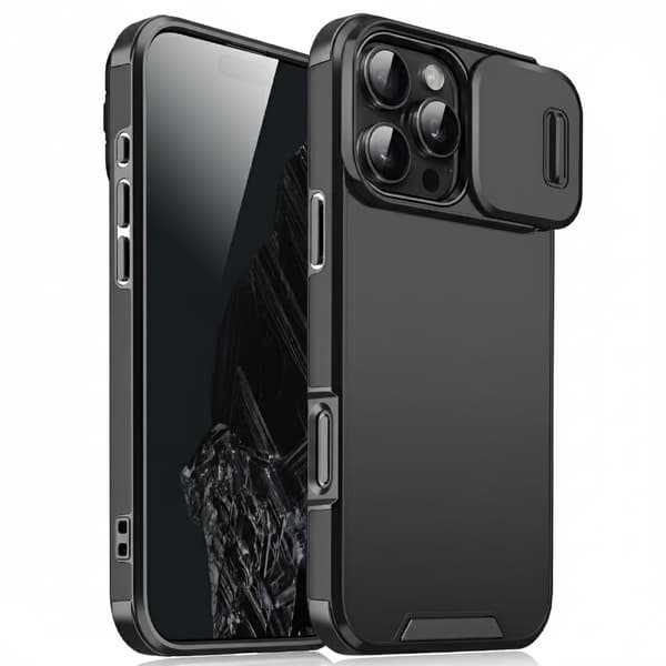 Skal iPhone 15 Pro skjutbart kameraskydd Svart