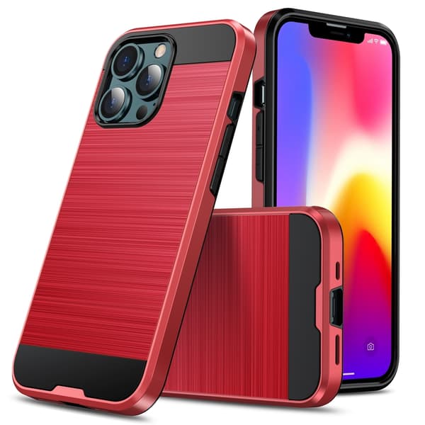 Borstad stötsäkert skyddsfodral för iPhone 13 Pro (röd)