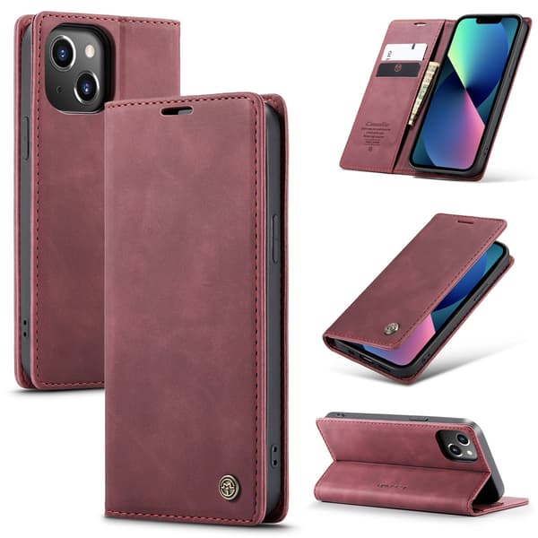 Fodral iPhone 16e / 14 / 13 - CaseMe Plånbok Vinröd