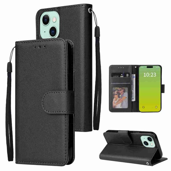 Fodral iPhone 15 Plus med tre kortsfack (svart)