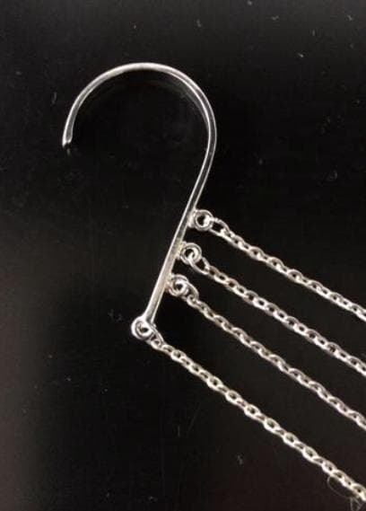 Silver Ear Wrap Earcuff Cuff Örhänge - 4 Hängande Kedjor & Kors