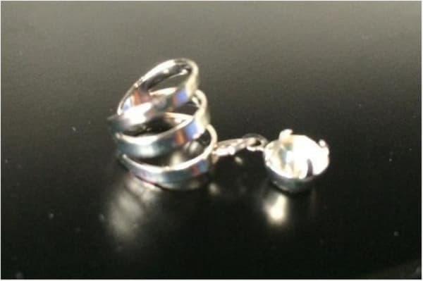 Silver Earcuff Ear Cuff Örhänge med Hängade Vit Rhinestone