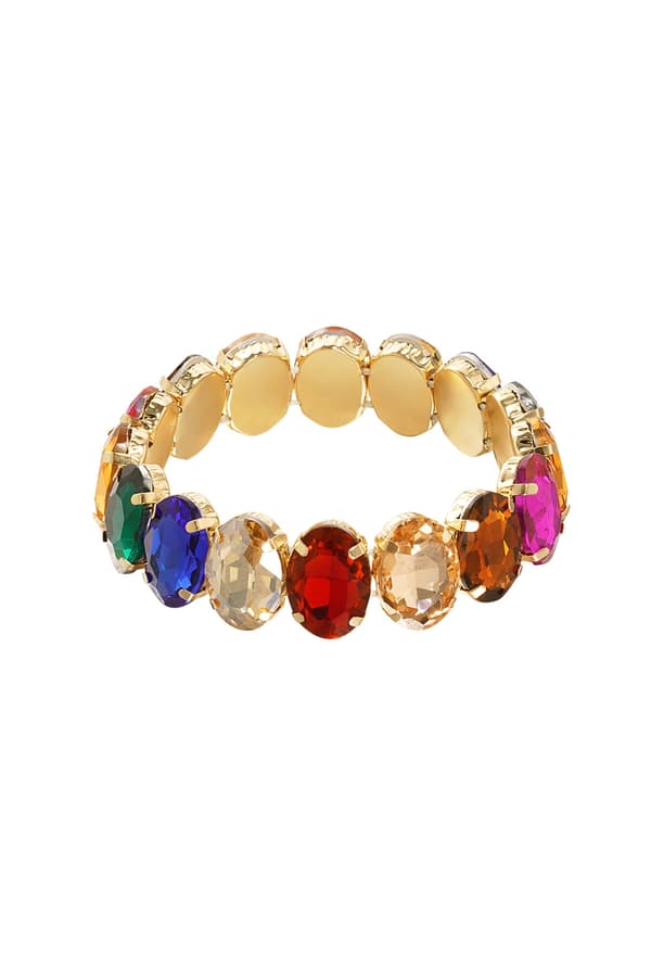 Statement Guldpläterat Armband med Ovala Glaspärlor - Multi
