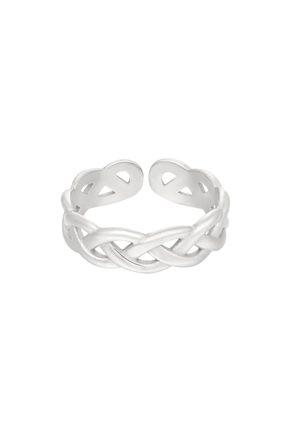 Ring i Rostfritt Stål med Flätad Design - Silver - Stl 18