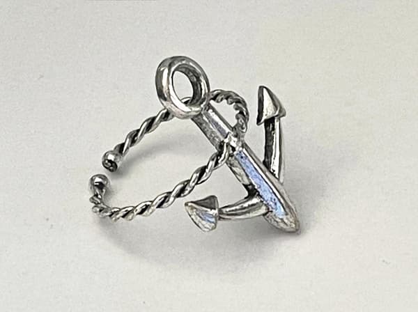 Retro Silver Ring med Ankare - Symbol för Hopp - Justerbar