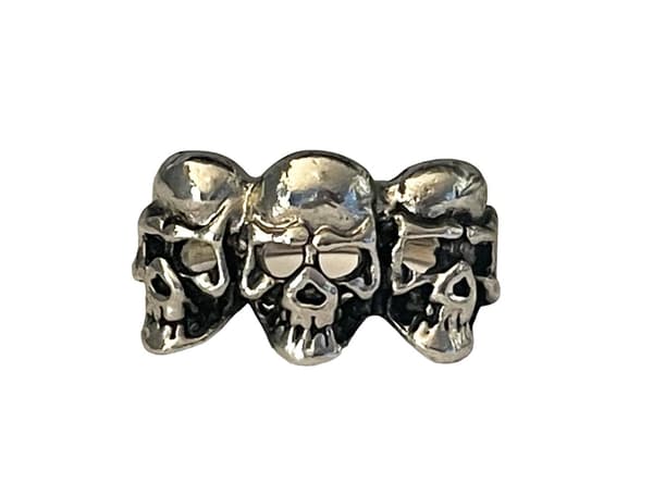 Cool Silver Ring med 3 st Döskallar / Dödskallar - Stl 20