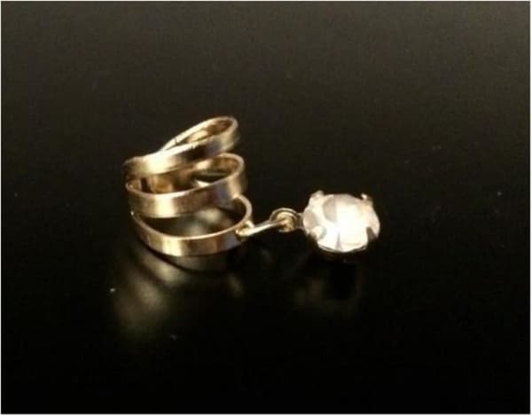 Guld Earcuff Ear Cuff Örhänge med Hängade Vit Rhinestone