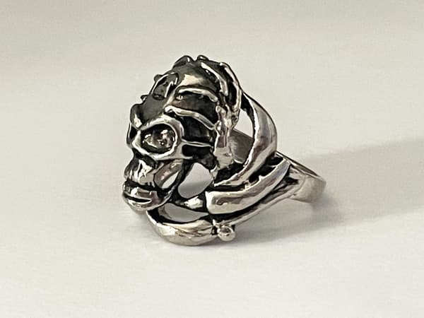 Cool Silver Ring med en Döskalle / Dödskalle - Stl 21,5