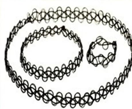 Fuchsia/Rosa Stretch Smyckesset -Halsband/Choker, Armband & Ring