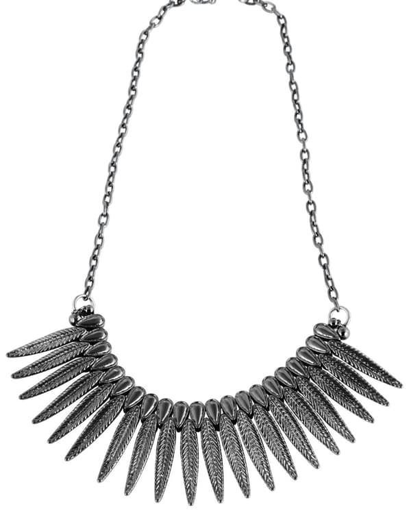 Boho Retro Statement Silver Halsband med Mönstrade Fjädrar
