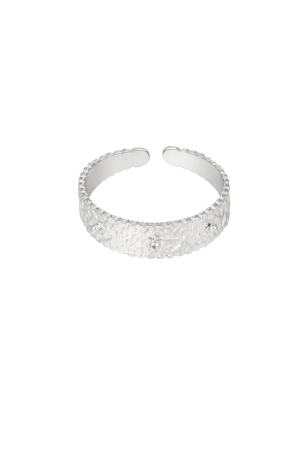 Ring i Rostfritt Stål med Elegant Tryck - Silver - Justerbar