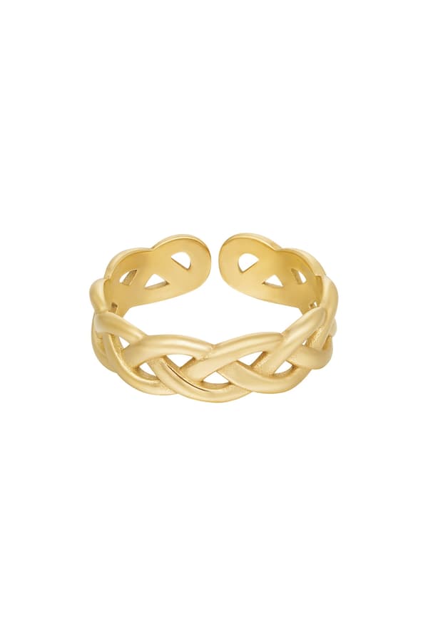 Ring i Rostfritt Stål med Flätad Design - Guld - Stl 18