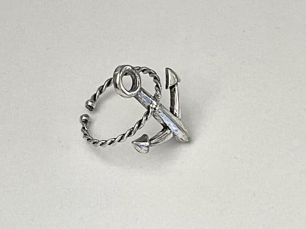 Retro Silver Ring med Ankare - Symbol för Hopp - Justerbar