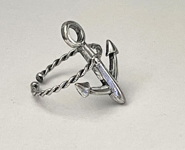 Retro Silver Ring med Ankare - Symbol för Hopp - Justerbar