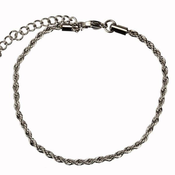 Silver Armband i Rostfritt Stål - Twistad Orm Kedja/Länk - 4 mm