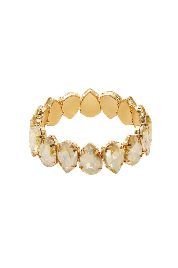 Statement Guldpläterat Armband med Stora Glaspärlor - Champagne