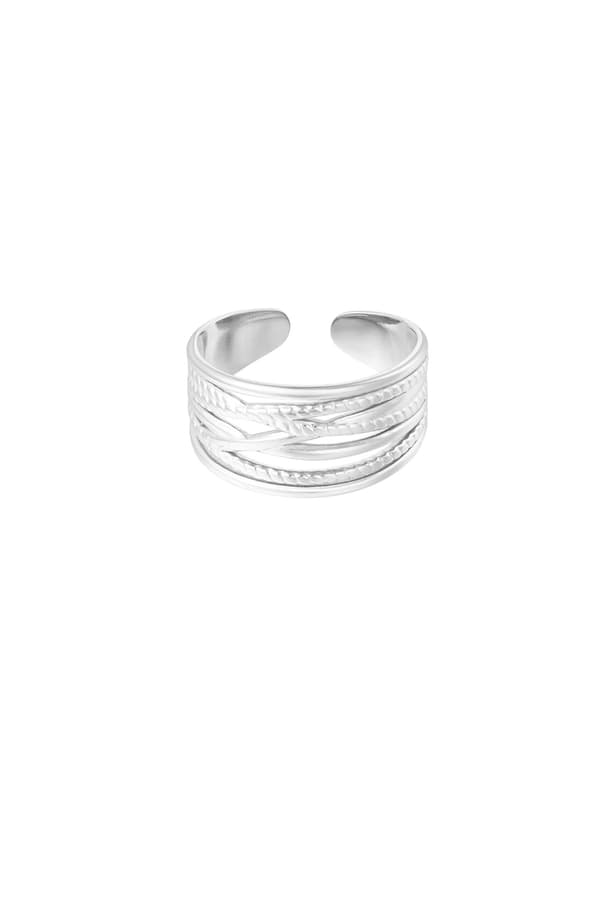 Ring i Rostfritt Stål med Olika Lager - Silver - Justerbar